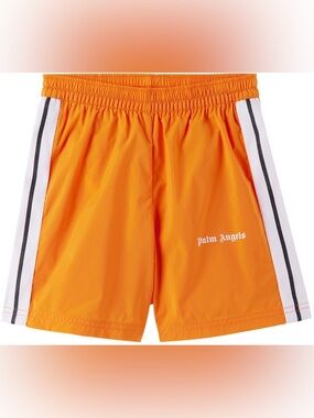 Palm Angels Kids Orange Striped Swim Shorts 12y